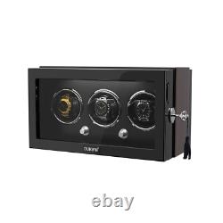 Automatic Rotation 3 Watch Winder Storage Display Case Box Quiet Motor LED Light