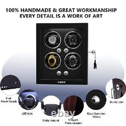 Automatic Rotation 4 Watch Winder 4 Rotation Mode Storage Display Case Box LED