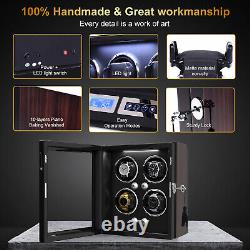 Automatic Rotation 4 Watch Winder 4 Rotation Mode Storage Display Case Box LED