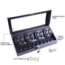 Automatic Rotation 4 Watch Winder 8+9 Display Box Storage Case Organizer Gift