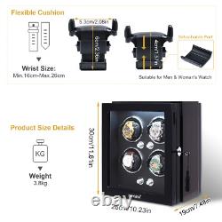 Automatic Rotation 4 Watch Winder With 4 Rotation Mode Storage Display Case Box