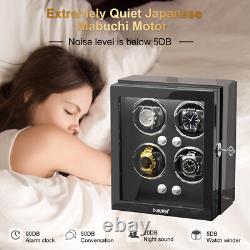 Automatic Rotation 4 Watch Winder With 4 Rotation Mode Storage Display Case Box