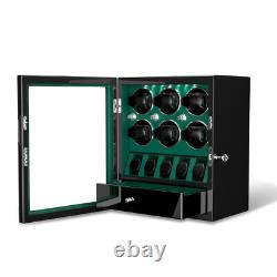 Automatic Rotation 6 Watch Winder With 5 Watches Display Storage Box Case LED