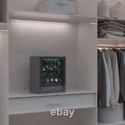 Automatic Rotation 6 Watch Winder With 5 Watches Display Storage Box Case LED