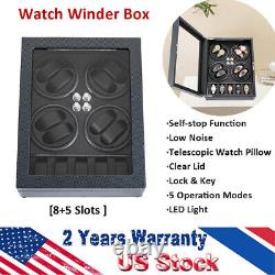 Automatic Rotation 8+5 Slots Watch Winder Box Watch Storage Display Case Gift
