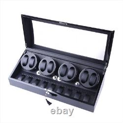 Automatic Rotation 8+9 Watch Winder 4 Watches Display Box Storage Case Organizer