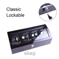 Automatic Rotation 8+9 Watch Winder Display Case Leather Storage Box Ebony Black