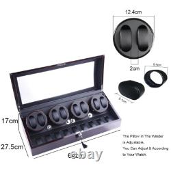 Automatic Rotation 8+9 Watch Winder Display Case Leather Storage Box Ebony Black