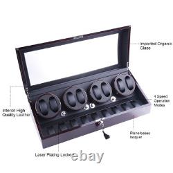 Automatic Rotation 8+9 Watch Winder Display Case Leather Storage Box Ebony Black