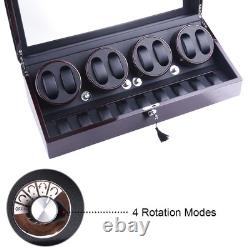 Automatic Rotation 8+9 Watch Winder Display Case Leather Storage Box Ebony Black