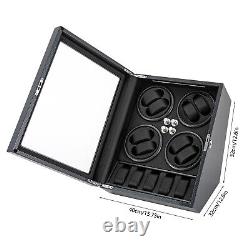 Automatic Rotation 8 Watch Winder Box & 5 Watches Display Storage Case LED Light