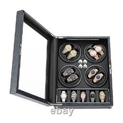 Automatic Rotation 8 Watch Winder Box with5 Watches Display Storage Case LED Light