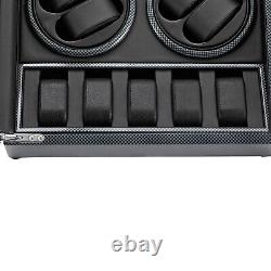 Automatic Rotation 8 Watch Winder Box with5 Watches Display Storage Case LED Light