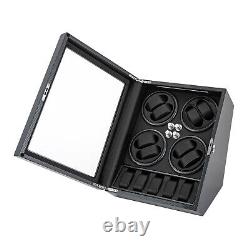 Automatic Rotation 8 Watch Winder Box with5 Watches Display Storage Case LED Light