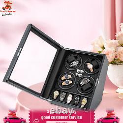 Automatic Rotation 8 Watch Winder Box with5 Watches Display Storage Case Light LED