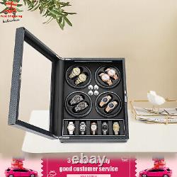 Automatic Rotation 8 Watch Winder Box with5 Watches Display Storage Case Light LED