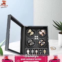 Automatic Rotation 8 Watch Winder Box with5 Watches Display Storage Case Light LED