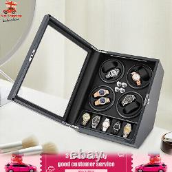 Automatic Rotation 8 Watch Winder Box with5 Watches Display Storage Case Light LED