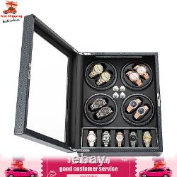 Automatic Rotation 8 Watch Winder Box with5 Watches Display Storage Case Light LED