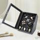 Automatic Rotation 8 Watch Winder Box with5 Watches LED Light Display Storage Case