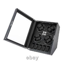 Automatic Rotation 8 Watch Winder Box with5 Watches LED Light Display Storage Case