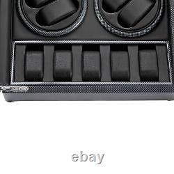 Automatic Rotation 8 Watch Winder Box with5 Watches LED Light Display Storage Case