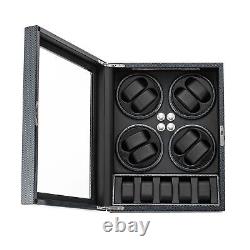 Automatic Rotation 8 Watch Winder Box with5 Watches LED Light Display Storage Case