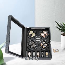 Automatic Rotation 8 Watch Winder Box with5 Watches LED Light Display Storage Case