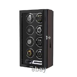 Automatic Rotation 8 Watch Winder LED Storage Display Case Box With Quiet Motors