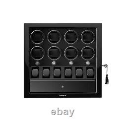 Automatic Rotation LED 8 Watch Winder With 6 Watches Display Storage Box Case