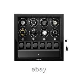 Automatic Rotation LED 8 Watch Winder With 6 Watches Display Storage Box Case