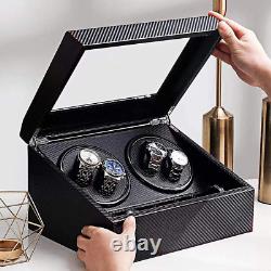 Automatic Rotation Watch Winder 4+6 Carbon Fiber Display Box Case