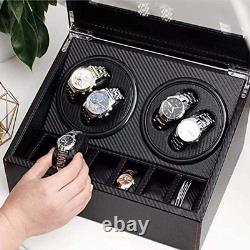 Automatic Rotation Watch Winder 4+6 Carbon Fiber Watch Display Box Case Storage