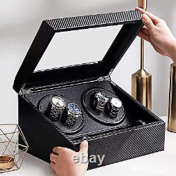 Automatic Rotation Watch Winder 4+6 Carbon Fiber Watch Display Box Case Storage