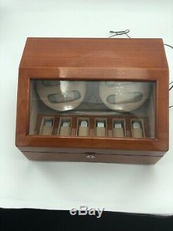 Automatic Watch Winder 4+6 Display Box Storage Cherry Wood Case Luxury