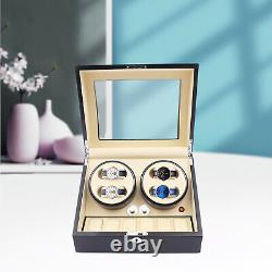 Automatic Watch Winder 4+6 Watches Display Storage Case Box with Quiet Motor USA