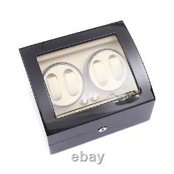 Automatic Watch Winder 4+6 Watches Display Storage Case Box with Quiet Motor USA