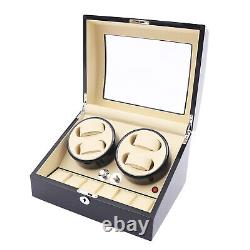 Automatic Watch Winder 4+6 Watches Display Storage Case Box with Quiet Motor USA