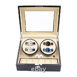 Automatic Watch Winder 4+6 Watches Display Storage Case Box with Quiet Motor USA