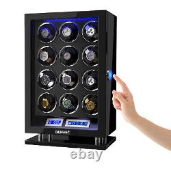 Automatic Watch Winder Box 12 Watches LED LCD Touch Screen Display Storage Case