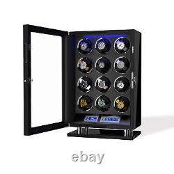 Automatic Watch Winder Box 12 Watches LED LCD Touch Screen Display Storage Case