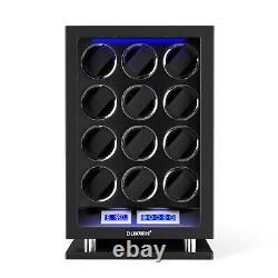 Automatic Watch Winder Box 12 Watches LED LCD Touch Screen Display Storage Case