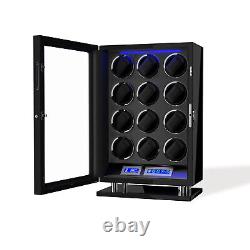 Automatic Watch Winder Box 12 Watches LED LCD Touch Screen Display Storage Case