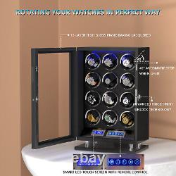 Automatic Watch Winder Box 12 Watches LED LCD Touch Screen Display Storage Case