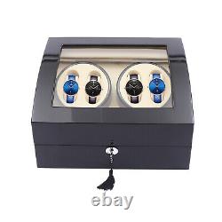 Automatic Watch Winder Box Double Rotating Watch Storage Case Display Box+Light