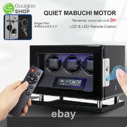 Automatic Watch Winder Box for 3 Watches LCD Touch Screen Display Storage Case
