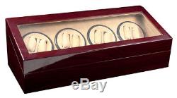 Automatic Watch Winder Red Wood Dual Double Quad 8 + 12 Storage Display Case Box
