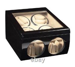 Automatic Watch Winder Storage Display Case Box Black Wood Dual Double Quad 8+ 4