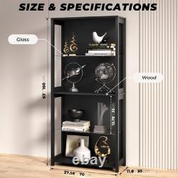 BROTTAR 4Tier Open Display Case with Removable Shelves, Curio Cabinet with Light