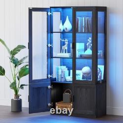 BROTTAR Transparent Display Cabinet Cupboard with Storage Case, 3-Color Lights